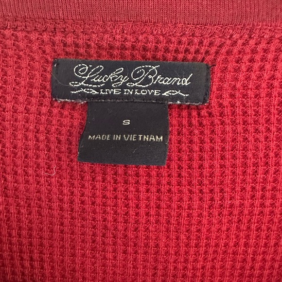 Lucky Brand Maroon Waffle Knit Tee | Size S | 90s Y2K Style Boho Long Sleeve - Picture 4 of 6